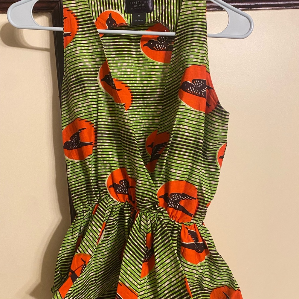 Demestik—Green and Orange Sleeveless Top
